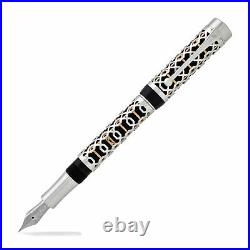 Laban Formula Fountain Pen Black With Silver Two-Tone Overlay Fine Point