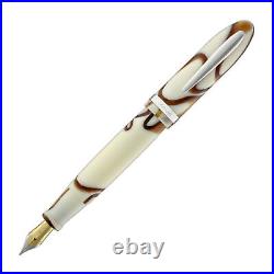 Laban Mento Fountain Pen in Cream Brown Electric Resin Extra Fine Point NEW