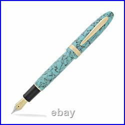 Laban Takoro Fountain Pen Turquoise Blue Fine Point NEW RN-F8882-TBLG-F