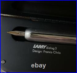 Lamy Dialog 3 Fountain Pen with Palladium Finish Fine Point L74F NEW in box