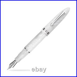 Leonardo Furore Fountain Pen in White Salt with Rhodium Trim Fine Point NEW