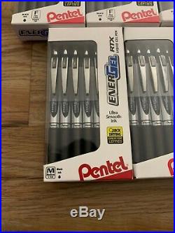 Lot Of 156 Pentel Energel RTX Liquid Gel Pens Black Ink Medium Fine Point NEW