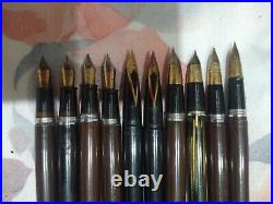 Lot of 10 Sheaffer Desk Fountain Pens With 14k Gold Fine Point Nibs