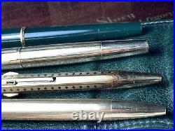 MONTBLANC FOUNTAIN PEN LOT withLEATHER POUCH, BIG EVERSHARP BALL POINT & 4COLOR