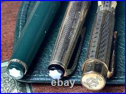 MONTBLANC FOUNTAIN PEN LOT withLEATHER POUCH, BIG EVERSHARP BALL POINT & 4COLOR