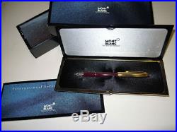 Montblanc Doue Bordeaux & Gold Fountain Pen Fine Point New In Box 144dv
