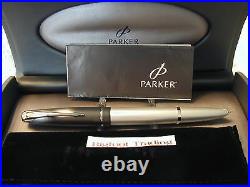 NEW PARKER 100 OPAL SILVER ST FOUNTAIN PEN FINE Point PARKER Discontinued Finish