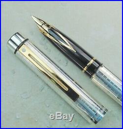NEW Sheaffer Targa 1006X Solid STERLING SILVER Chequered GP Classic, Fine Point