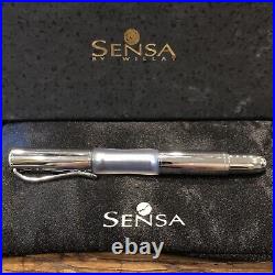 NIB Original Sensa Meridian Fountain Pen Silver Fine Point USA Cushion Converter