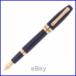 New Montegrappa Fortuna Blue with Gold Plated Fine Point Fountain Pen NEW