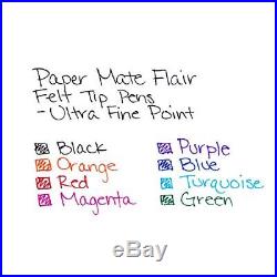 New Paper Mate 8330152 Flair Porous Felt Tip Pens Ultra-Fine Point Black 12-Pack