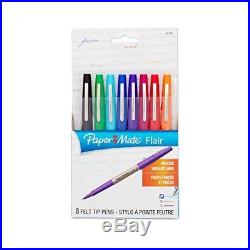 New Papermate Flair Porous Point Pens Ultra Fine Assorted Ink 8/Pack 62145 Ofiic