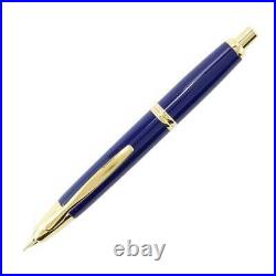 New Pilot Vanishing Point Retractable Fountain Pen Blue/Gold Accents Fine 60166
