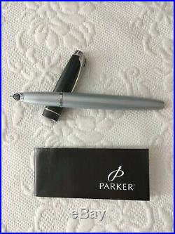 PARKER 100 OPAL SILVER FOUNTAIN PEN Fine Point Hooded Nib NEW but Discontinued