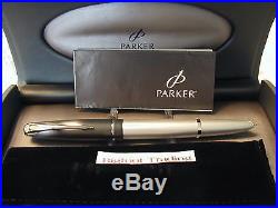 PARKER 100 OPAL SILVER ST FOUNTAIN PEN Fine Point NEW PARKER Discontinued Finish