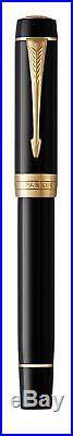 PARKER Duofold Rollerball Pen Classic Black with Gold Trim Fine Point Bla. New