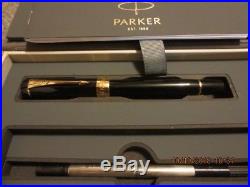 PARKER Duofold Rollerball Pen, Classic Black with Gold Trim, Fine Point Black
