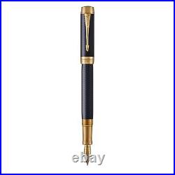 PARKER Fountain Pen Duofold Prestige Blue Chevron GT Fine Point 18K Nib 1031369