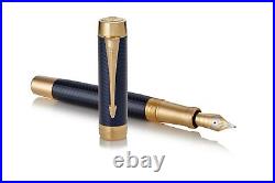 PARKER Fountain Pen Duofold Prestige Blue Chevron GT Fine Point 18K Nib 1031369