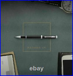 PARKER IM Rollerball Pen, Black Lacquer Gold Trim with Fine Point Black Ink