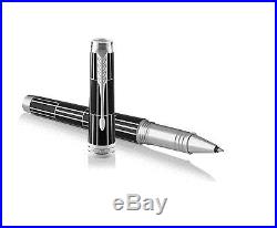 PARKER Premier Rollerball Pen, Luxury Black with Chrome Trim, Fine Point. New