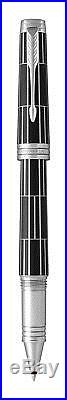 PARKER Premier Rollerball Pen, Luxury Black with Chrome Trim, Fine Point. New
