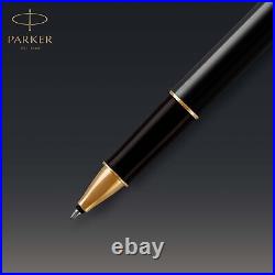 PARKER Sonnet Rollerball Pen Black Lacquer with Gold Trim Fine Point Black Ink