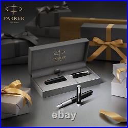 PARKER Sonnet Rollerball Pen Black Lacquer with Gold Trim Fine Point Black Ink