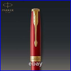 PARKER Sonnet Rollerball Pen Red Lacquer with Gold Trim Fine Point Black Ink