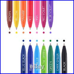 ParKoo Retractable Gel Pens 0.7mm Quick Dry Ink, 14 Assorted Colors Fine Point