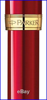 Parker 1859460 Sonnet Medium-Point Fine-Writing Fountain Pen Red Lacquer Gold