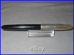 Parker 51 Black Sterling Cap Fountain Pen works-extra fine point