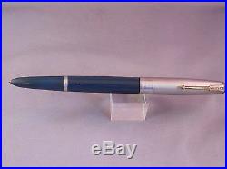 Parker 51 Blue Vac-fill Stacked Coin Cap Pen -working-extra fine point