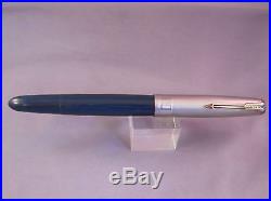 Parker 51 Blue Vac-fill Stacked Coin Cap Pen -working-extra fine point