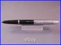 Parker 51 Demi Black Chrome Cap Fountain Pen works-fine point