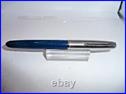 Parker 51 Demi Blue Chrome Cap Fountain Pen works-fine point