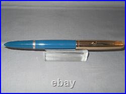 Parker 51 Demi Blue Gold Cap Fountain Pen works-fine point