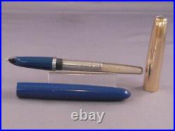 Parker 51 Demi Blue Gold Cap Fountain Pen works-fine point