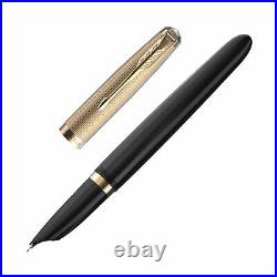 Parker 51 Fountain Pen in Black with Gold Trim 18K Gold Fine Point -NEW in Box