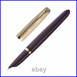 Parker 51 Fountain Pen in Plum with Gold Trim Fine Point NEW in Box