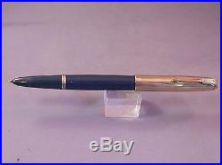 Parker 51 Gold Cap Blue Fountain Pen-working-l944-fine point