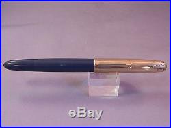 Parker 51 Gold Cap Blue Fountain Pen-working-l944-fine point