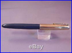 Parker 51 Gold Cap Blue Fountain Pen-working-l944-fine point