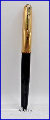 Parker 51 Vintage Gray Gold Cap Fountain Pen-fine point-vac fill-working