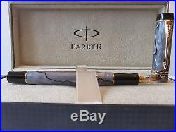 Parker Duofold International Pearl & Gray Fountain Pen Fine Point New In Box