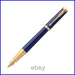 Parker Ingenuity Fountain Pen in Blue with Gold Trim Fine Point NEW in Box