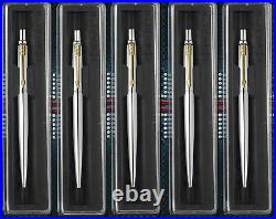 Parker Jotter Stainless Gold Clip Ball Pen Stainless Steel Fine Point With Case