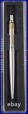 Parker Jotter Stainless Gold Clip Ball Pen Stainless Steel Fine Point With Case