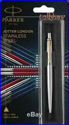 Parker Jotter Stainless Steel Ball Point Pen GT Gold Trim Fine Blue Ink (24 pcs)