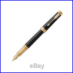Parker Premier Lacquered Black Fountain Pen With Gold Trim GT Fine Point-1931409